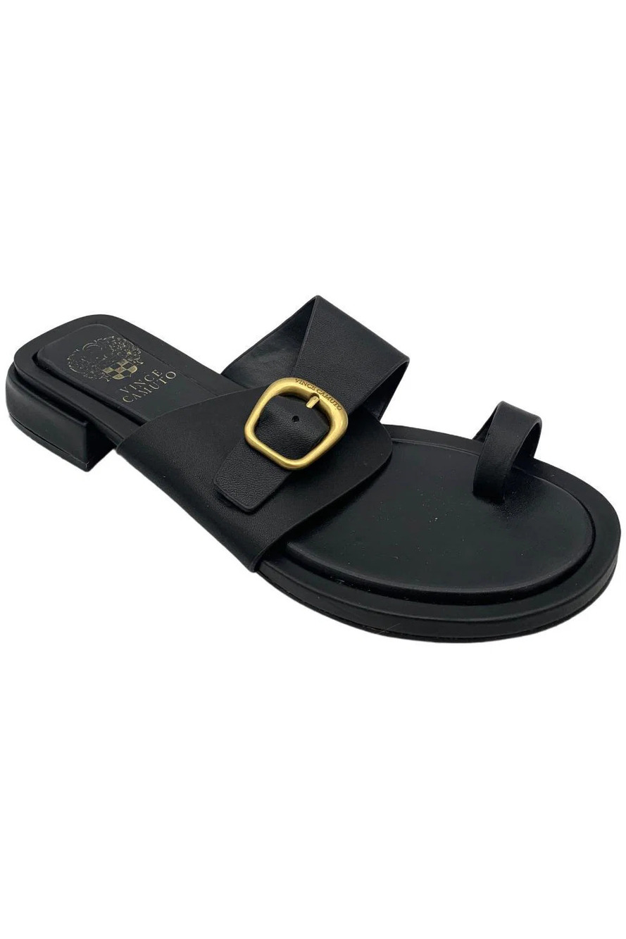 Vince Camuto Leather Toe Loop Sandal Black - Medium